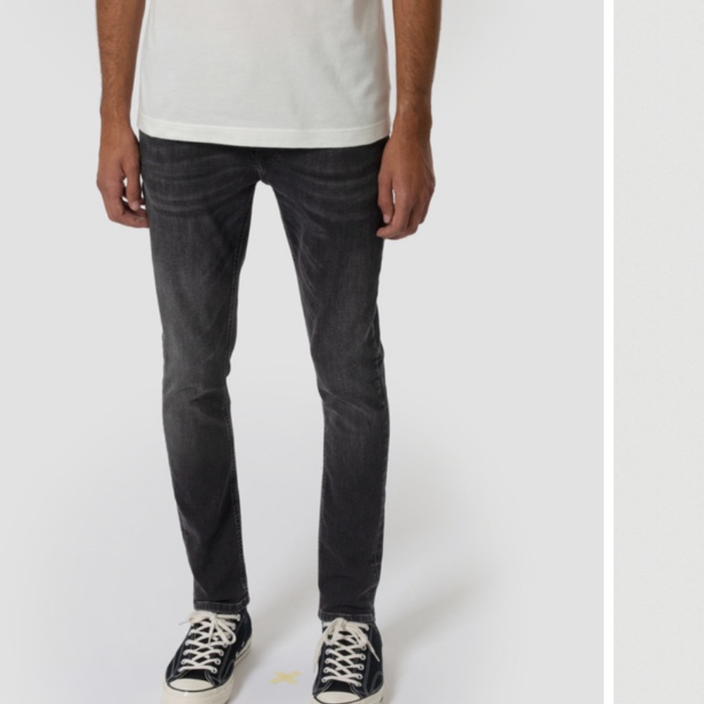 nudie jeans men’s straight leg jeans in black wash